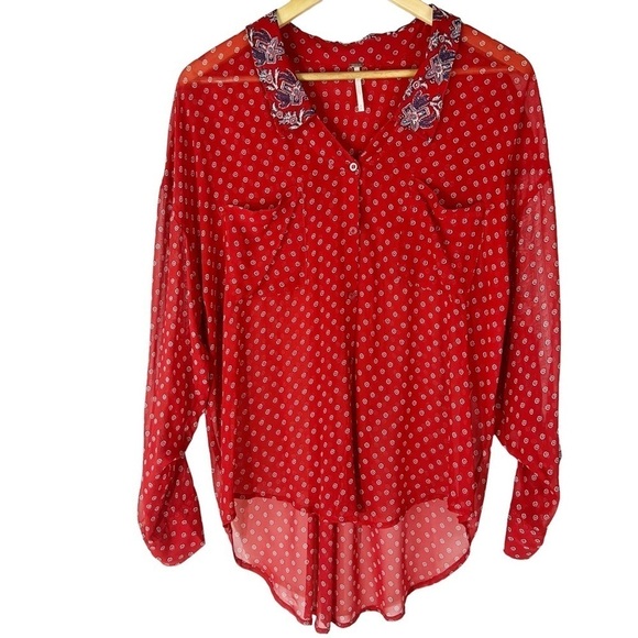 Free People Easy Rider Sheer Button Top - Picture 2 of 7
